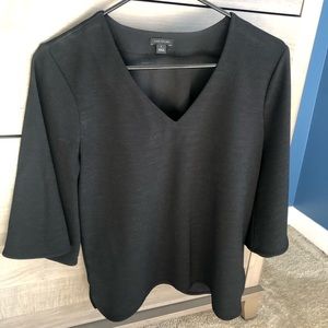 ANN TAYLOR Women Black V-Neck Long Sleeve Blouse Sz S